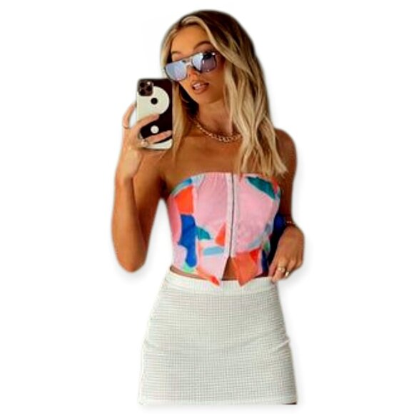 Princess Polly Love All Corset Strapless Multicoloured Top size 4 EUC - Picture 4 of 16